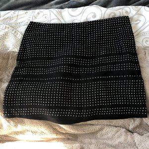 Max Azria black silk studded mini skirt